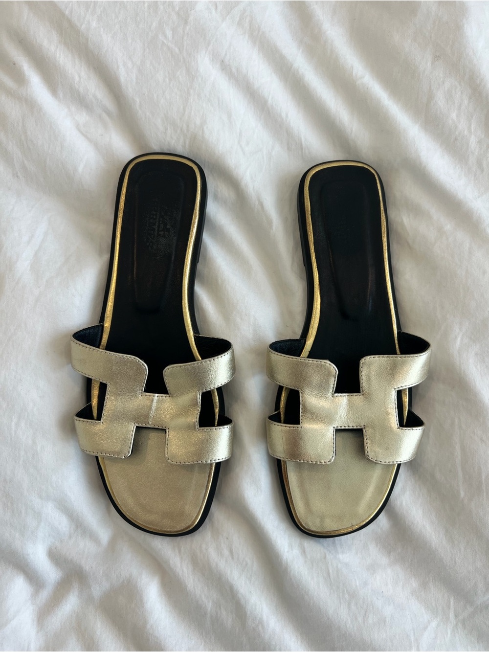 Metallic Gold H style sandals